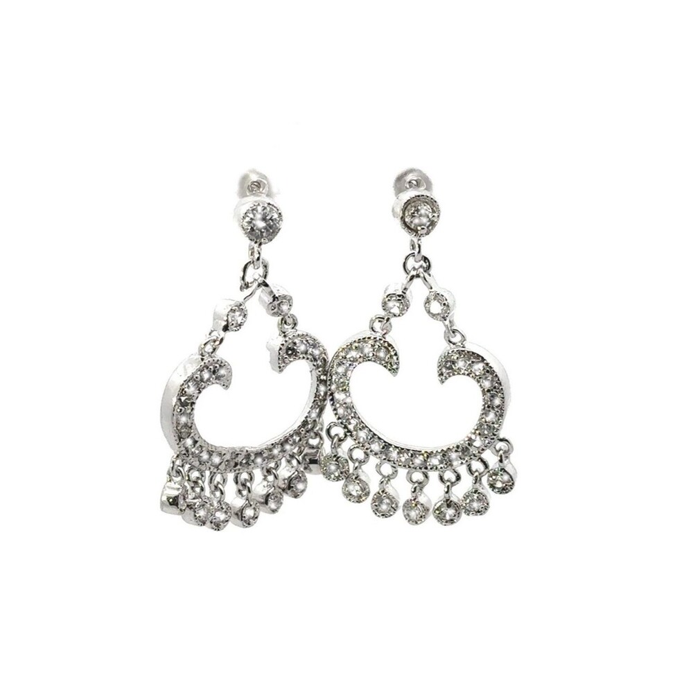Vintage 935 Silver Crystal Dangle Earrings